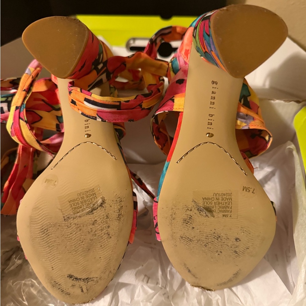 Gianni Bini Multi-Color Strappy Block Heel Sandals - Picture 3 of 4